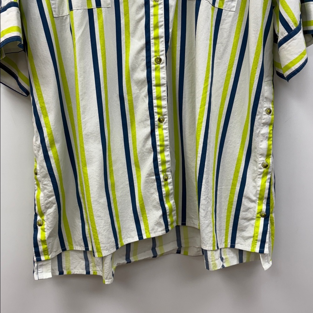 Anthropologie Boxy Striped Oversized Tunic Button Down Poplin Shirt White XL - Picture 6 of 12